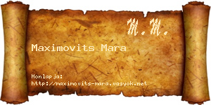 Maximovits Mara névjegykártya